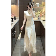 改良旗袍覆古繡花洋裝子新中式2025夏季新款女修身顯瘦氣質(zhì)立領(lǐng) 圖片色 XL