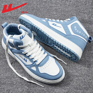 回力男鞋高幫板鞋男2025秋冬季復古休閑運動(dòng)鞋潮流百搭鞋子男 藍白 39