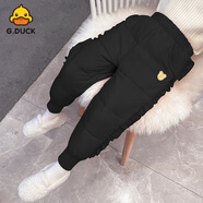 G.duck小黃鴨女.童外穿冬裝棉褲中小兒.童加絨加厚保暖褲子女寶寶休閑長(cháng) 黑色 偏小一碼 150 cm