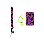 nextfun原創(chuàng  )設計豹紋蘋(píng)果華為手機掛繩掛脖防手機斜挎掛繩夾片 豹紋紫黑花卡套+20cm手拿繩