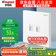 羅格朗（LEGRAND）開關(guān)插座面板 仕典玉蘭白 兩位超五類電腦插座雙網(wǎng)口網(wǎng)線網(wǎng)絡(luò)面板