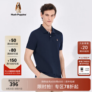 Hush Puppies暇步士男裝夏簡(jiǎn)約純棉短袖Polo衫男 075深藍(lán)1 M