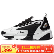 耐克NIKE休閑鞋女老爹鞋緩震ZOOM 2K休閑鞋AO0354-100白黑37.5