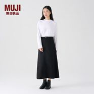 無(wú)印良品（MUJI）女式 棉斜紋 A字裙 半身裙 純棉全棉 女冬款裙子 BE08CC3A 黑色 S (155/62A)