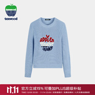 TEXWOOD蘋(píng)果女士羊毛針織衫毛衣新款圓領(lǐng)秋冬長(cháng)袖外搭圓領(lǐng)上衣女 灰藍 M