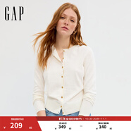 GAP女裝2025秋季新款純棉圓領(lǐng)針織衫基礎(chǔ)款開衫毛衣美版443176 白色 XXS 美碼  XS亞洲碼160/80A
