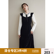 獨(dú)束大碼女裝復(fù)古絲絨連衣裙冬裝新款微胖mm無袖打底赫本風(fēng)小黑裙 靜謐黑 2XL