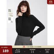 ELLE【100%綿羊毛】無縫一體高領(lǐng)毛衣女2025秋裝新款軟糯毛針織衫 黑色（升級款） L
