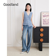 音兒（YINER）Goodland美地女裝2025秋新款毛茸流蘇紗針織馬甲背心LC35304180 淺藍 S