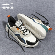 鴻星爾克（ERKE）跑步鞋男鞋秋季新款皮面防水運動(dòng)鞋軟底舒適耐磨防滑減震慢跑鞋 橡芽白/海松綠2237 40