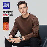 羅蒙（ROMON）加絨加厚t恤男秋冬新款中青年時(shí)尚休閑圓領(lǐng)保暖打底T恤衫 5T509502咖色【加絨T恤款】 3XL (185) (建議160-180斤)