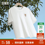 森馬（Semir）【多彩涼感T】短袖t恤女夏中長款寬松舒適刺繡上衣109324100007