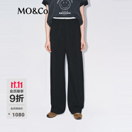 MO&Co.【秦嵐同款active系列】衛(wèi)褲2025冬新品底抓絨彎刀褲MBE4PAT006 黑色 M