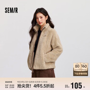 森馬（Semir）外套女插肩袖珊瑚絨仿羊羔毛2024冬季立領(lǐng)寬松夾克109724108003