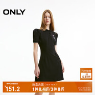 ONLY秋季百搭刺繡泡泡袖Polo領(lǐng)短裙連衣裙女|124161022 E39 黑豆色 S (160) 80A