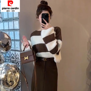 皮爾卡丹（pierre cardin）冬裝搭配一整套感小香風(fēng)今年流行漂亮毛衣裙子兩件套裝女秋冬 咖啡色毛衣【軟糯慵懶風(fēng)/森系/獨(dú)特/超好看/寬/松 S
