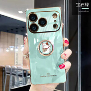 SUWU 蘋果17promax手機(jī)殼女款可愛招財(cái)貓指環(huán)iphone17網(wǎng)紅時尚個性17Pro硅膠軟Air鏡頭全包防摔套 【寶石綠】可愛招財(cái)貓指環(huán) iPhone 17