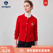 Navigare意大利小帆船女士毛衣秋冬季新款純綿羊毛長(zhǎng)袖開衫通勤保暖外套男 布萊肯紅 M