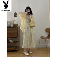 花花公子（PLAYBOY）新品嘰咕大碼漣心蕊蕾絲花邊蝴蝶結(jié)清新開衫碎花吊帶擺連衣裙子兩 毛衣開衫-旗艦款 L 【建議100~120斤】