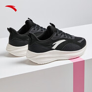 安踏（ANTA）運動(dòng)鞋女鞋秋冬皮面網(wǎng)面跑步鞋減震 黑/象牙白-4 35.5