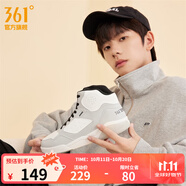 361°男鞋運(yùn)動(dòng)鞋板鞋男冬征秋季高幫革面加絨鞋保暖增高學(xué)生休閑鞋子男 【加絨】4U灰/羽毛白 43