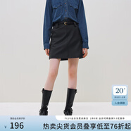 范思藍(lán)恩23FS14334a字半身裙女新款秋冬高腰pu皮裙絕美短裙 黑色 S