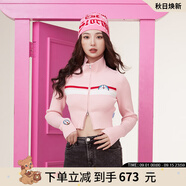 拉拉波波【哆啦A夢(mèng)】春新款修身露背針織衫短開(kāi)襟毛衣女ABCD-WSTM13 粉色 S