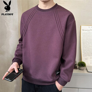花花公子（PLAYBOY）長(cháng)袖t恤男春秋2025新款圓領(lǐng)寬松潮流重磅百搭上衣休閑時(shí)尚衛衣男 紫色 C-2022HH6540 M