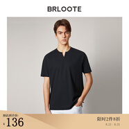 巴魯特（Brloote）短袖T恤男新疆長(cháng)絨棉舒適小V領(lǐng)簡(jiǎn)約黑白t恤衫夏季 黑色 165/88A