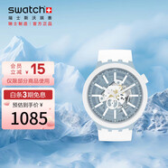 斯沃琪（Swatch）瑞士手表 BIG BOLD 瑞雪紛飛 七夕禮物考試表夜光石英表SB03N103