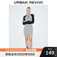 UR冬季新款女裝潮流撞色插肩袖修身長(cháng)袖連衣裙UYV740042 花灰 XS