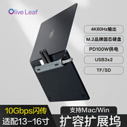 Olive LeafMac蘋(píng)果電腦擴容擴展塢支架外置固態(tài)硬盤(pán)超薄mini擴展塢+硬盤(pán)7合1HUB擴展usb hdmiSD 多功能硬盤(pán)盒 2TB-擴容擴展塢Type-C/雷電