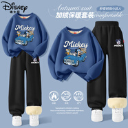 迪士尼（Disney）童裝潮酷帥氣男童套裝2025冬季新款加厚加絨兒童冬裝男孩保暖衣服
