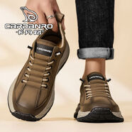 卡丹路（CARDANRO）卡丹路意大利一腳蹬男鞋秋季爸爸休閑皮鞋男士覆古中年增高運動(dòng)鞋 卡其 38