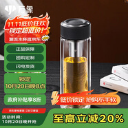 萬象（WANXIANG）雙層玻璃杯經(jīng)典皮紋V21RL商務(wù)辦公禮盒泡茶杯480ML大容量家用水杯