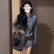 楓顧藍秋冬包臀毛衣裙法式氣質(zhì)灰色針織連衣裙子女2024季內搭打底毛衣短 灰色不加腰帶miu里miu氣穿搭/針 S 40/45kg
