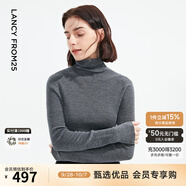 朗姿【秀款 明星同款】純羊毛無縫針織衫上衣內(nèi)搭打底衫曠野美拉德女 深灰色 XL