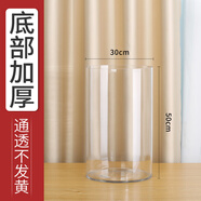 奇敬大號落地花瓶直筒透明玻璃花瓶龜背竹馬醉木大花瓶客廳餐廳插花瓶 【口徑30×高50cm】高白厚底 單花瓶（不含花）