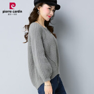 皮爾卡丹（pierre cardin）2025新款秋裝針織毛衣女士套頭寬松韓版短款粗毛線(xiàn)衣加厚打底衫女 灰色 M