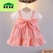 Kocotree女童連衣裙夏裝2024新款兒童純棉洋氣裙小童背心公主裙女寶寶裙子 畫(huà)畫(huà)蝴蝶  粉色 66cm