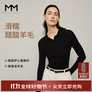 麥檬【雙11搶先購(gòu)】MM爆款寬松連帽質(zhì)感針織衫毛衣上衣25秋冬新款 Polo領(lǐng)-黑色-長(zhǎng)袖5F7932692 M