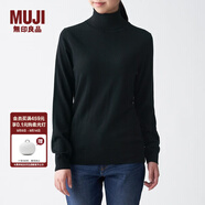 無(wú)印良品 MUJI 女式  天竺 高領(lǐng)毛衣 女款黑色長(cháng)袖針織衫秋冬毛衫BAG05A0A 黑色 S