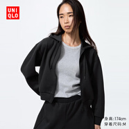 優(yōu)衣庫女裝快干休閑拉鏈連帽外套長(cháng)袖運動(dòng)衛衣開(kāi)衫秋冬新款479603 09 黑色 XS /150/76A
