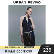 UR2025夏季新款女裝掛脖系帶露背無袖針織開衫UYU950087 藏青 (修身款) XL