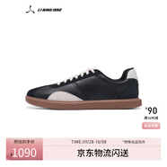 LI-NING 1990男子板鞋2025秋季新款高回彈耐磨舒適運(yùn)動(dòng)休閑鞋ALHV059 黑色/米白色-1 44