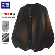 羅蒙（ROMON）重磅針織開(kāi)衫毛衣男秋季寬松休閑棒球服情侶保暖冬裝外套潮 黑M