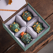 DUFFYLA桌面擺件茶寵故宮文創(chuàng)招財貔貅客廳辦公裝飾開業(yè)喬遷伴手禮物 【前程似錦】+實木底座+精美禮盒