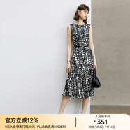 顏域設(shè)計(jì)感時(shí)尚連衣裙女2024新款秋季裙子氣質(zhì)連身裙中長款背心裙 黑白花 XL