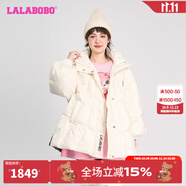 LALABOBO歐若拉羽絨服女寬松可愛(ài)蝴蝶結(jié)冬新款鴨絨保暖面包服LBDD-WSYR11 米色 S