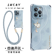 怡楓 蘋(píng)果16promax手機殼新款可背斜挎掛繩液態(tài)硅膠iPhone16e彩染葫蘆白plus四角防摔女十六保護套 煙藍色-彩染葫蘆藍-掛件B186 蘋(píng)果16